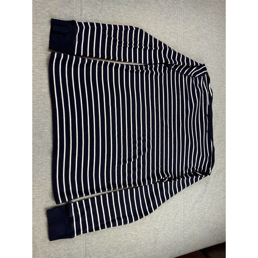 Lauren Ralph Lauren Womens Medium M Henley Striped Long Sleeve Shirt V Neck - Picture 7 of 7
